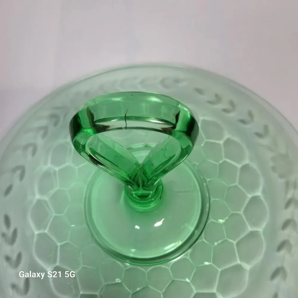 Vintage Green Tidbit Tray, Center Handle, Bar Plate
